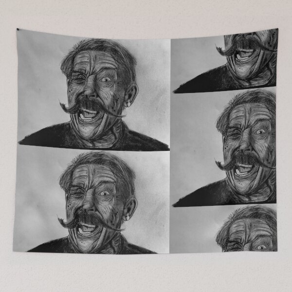 Item preview, Crazy manic face - Portrait Black and white designed and sold by Gregredfern.