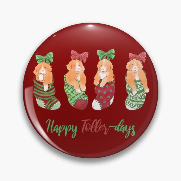 Item preview, Holiday Toller Puppies in Stockings - Burgundy designed and sold by BlossomCreative.