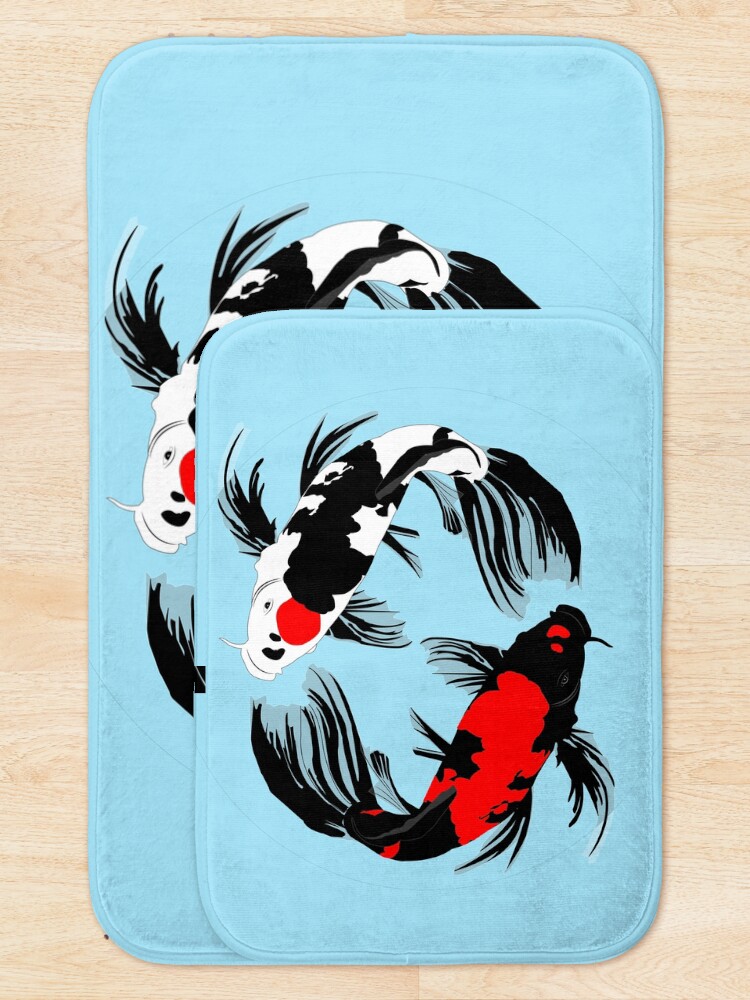 "Japanese golden Koi fish pond" Bath Mat for Sale by Japanculture