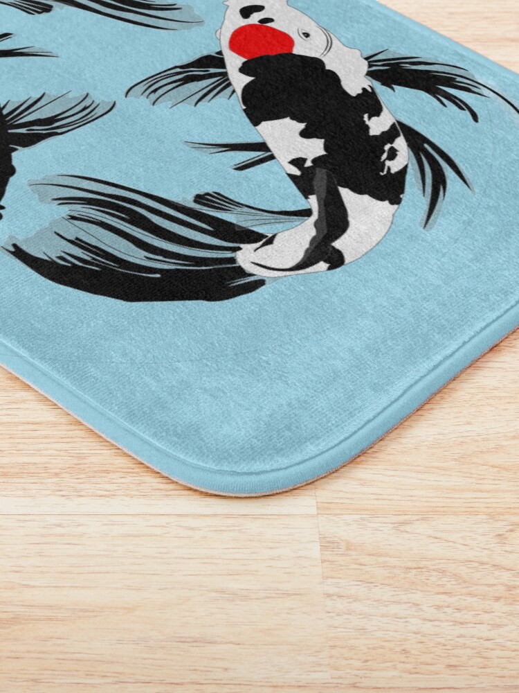 "Japanese golden Koi fish pond" Bath Mat for Sale by Japanculture
