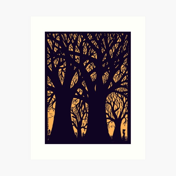 Returning home at sunset - African rural scene Art Print