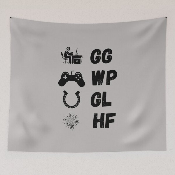 Item preview, GG WP GL HF game in black font designed and sold by StarlightTales.