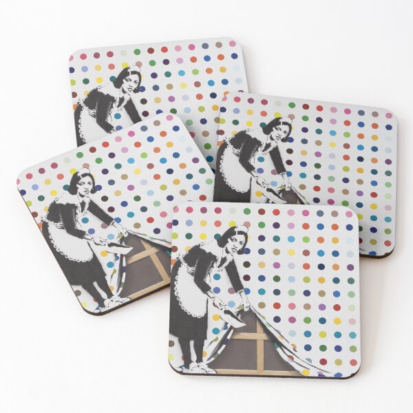 BANKSY Damien Hirst KEEP IT SPOTLESS Coasters (Set of 4)