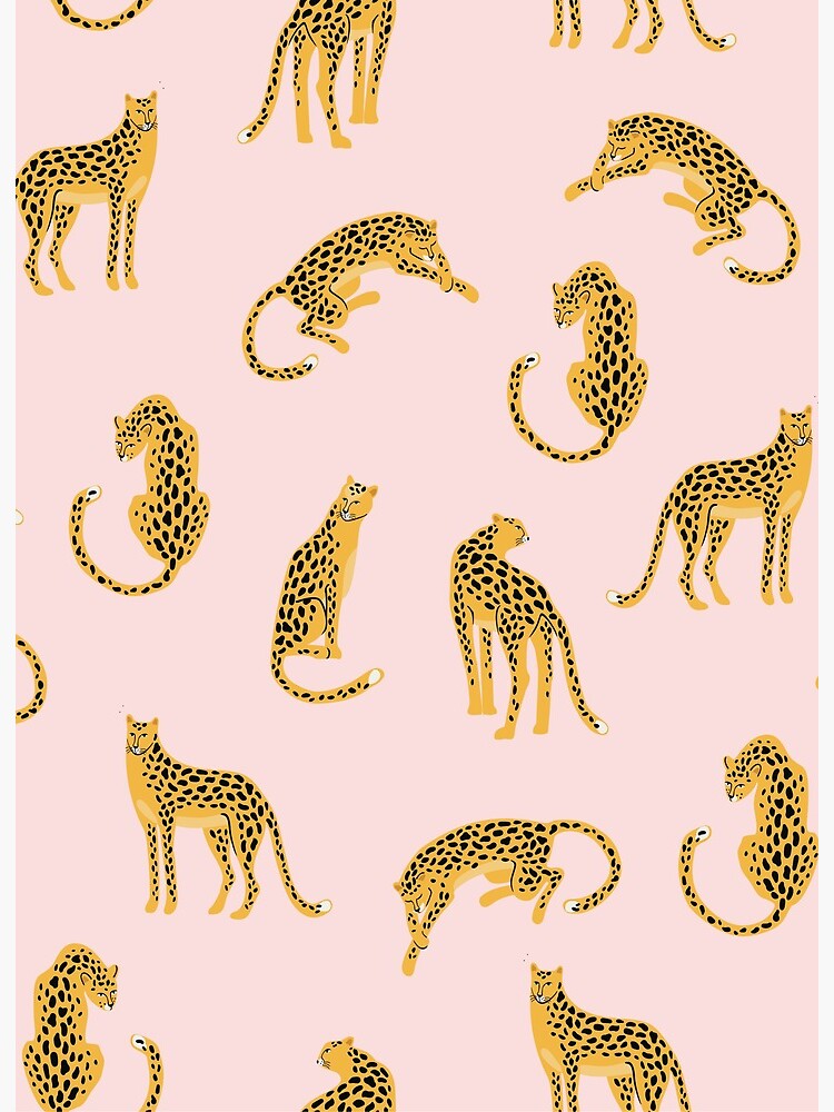 Seamless Pattern Leopard Pattern Animal Print Yellow Leopard Pink  Background Fun Pastel Colors Exotic Animal Print