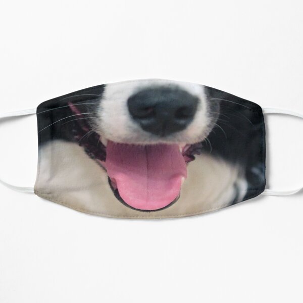 border collie dog cute mouth face masks Flat Mask