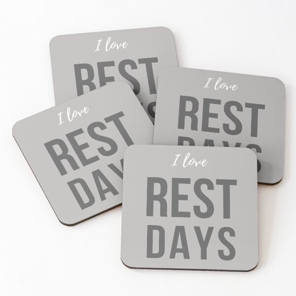 Item preview, I love rest days. Text only design. White and grey / gray text. designed and sold by JellyBeenzz.