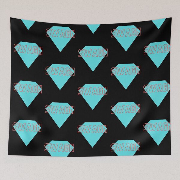 Item preview, SWAGN colorful design one word saying with red hollow text on teal diamond designed and sold by milkasweet.