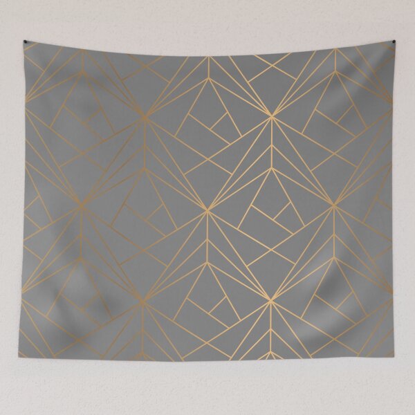 Item preview, Charcoal Gold Geometric Pattern With Metallic Shimmer  designed and sold by Vic Torys ☆.