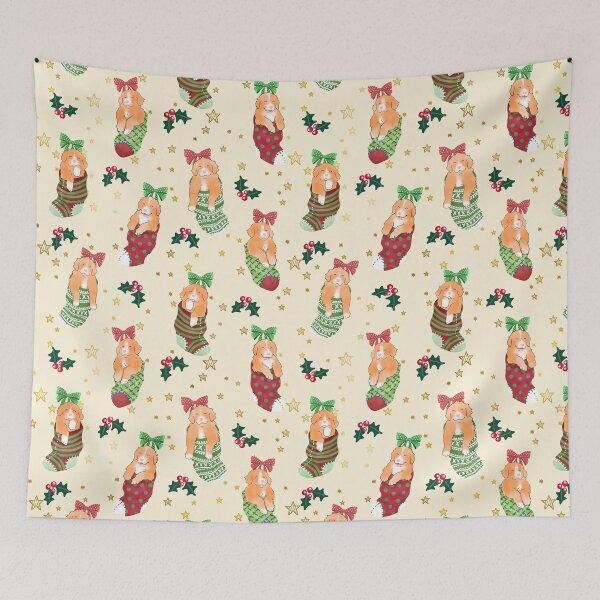 Item preview, Toller Puppies in Christmas Stockings - Cream designed and sold by BlossomCreative.