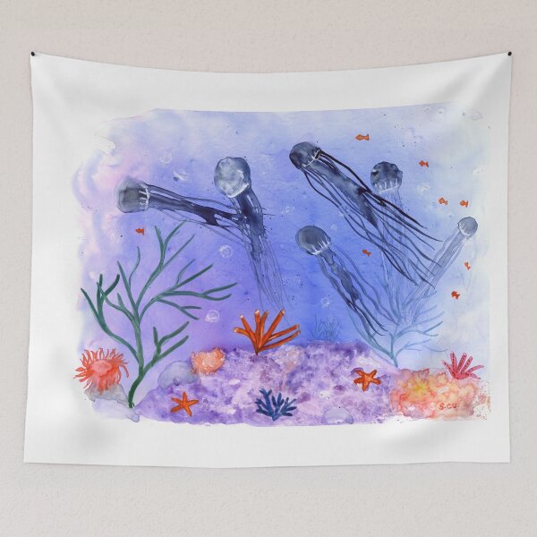 Item preview, Jellyfish Watercolor Illustration designed and sold by Sandra Connelly.
