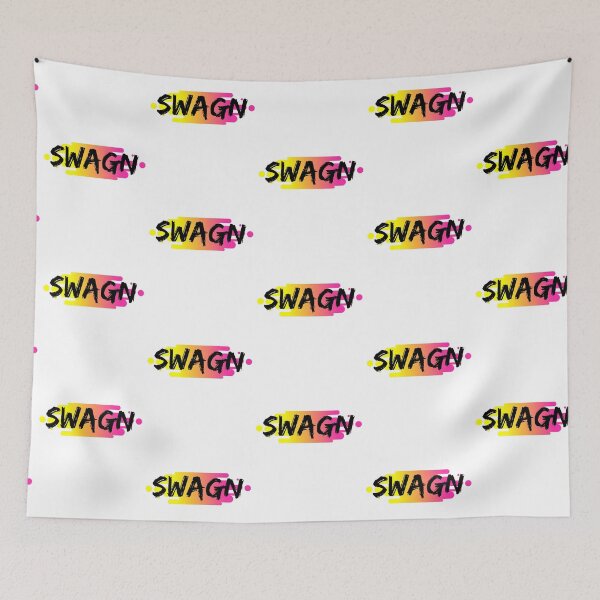 Item preview, SWAGN colorful design one word saying with black distressed text on rainbow background designed and sold by milkasweet.