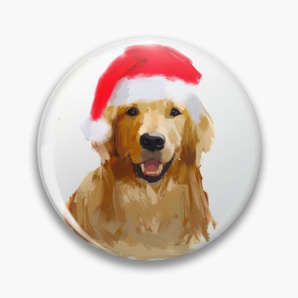 Item preview, Golden Retriever Santa Hat Dog original digital painting designed and sold by ZombieFiend.