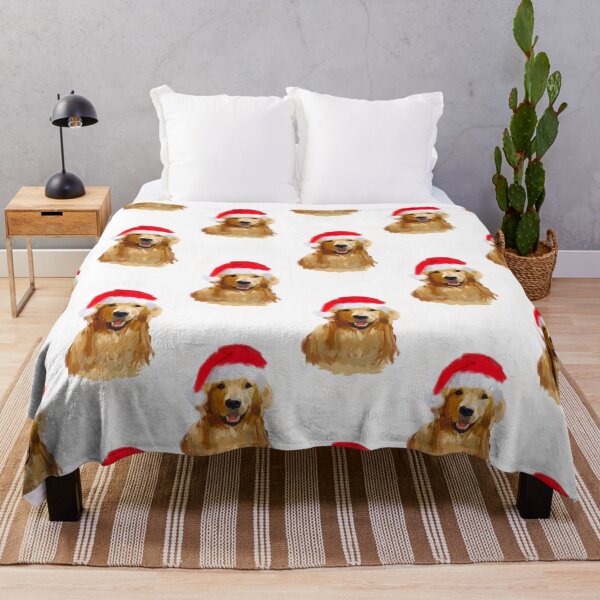 Item preview, Golden Retriever Santa Hat Dog original digital painting designed and sold by ZombieFiend.