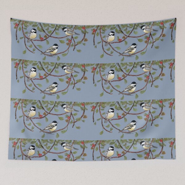 Item preview, Chickadee & Pine Boughs designed and sold by halfmoonharry.