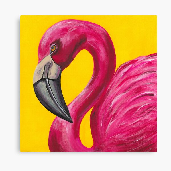 Hongwu 4 Piece Canvas Wall Art Flamingo Print Painting Bird Pictures on Canvas Stretched Ready to Hang for Home Decoration Wall Decor 12x12inch