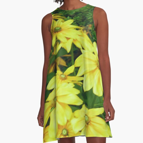 Beautiful Yellow Black-Eyed Susan Flowers - Cute Floral A-Line Dress