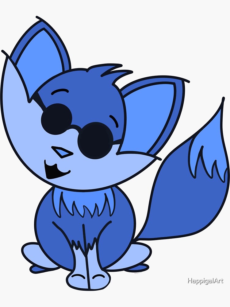 Cute Cool Fox Baby Blue by HappigalArt