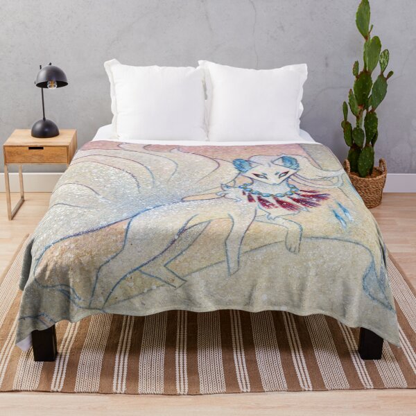 Kitsune Guardian - Fox Yokai TeaKitsune Throw Blanket