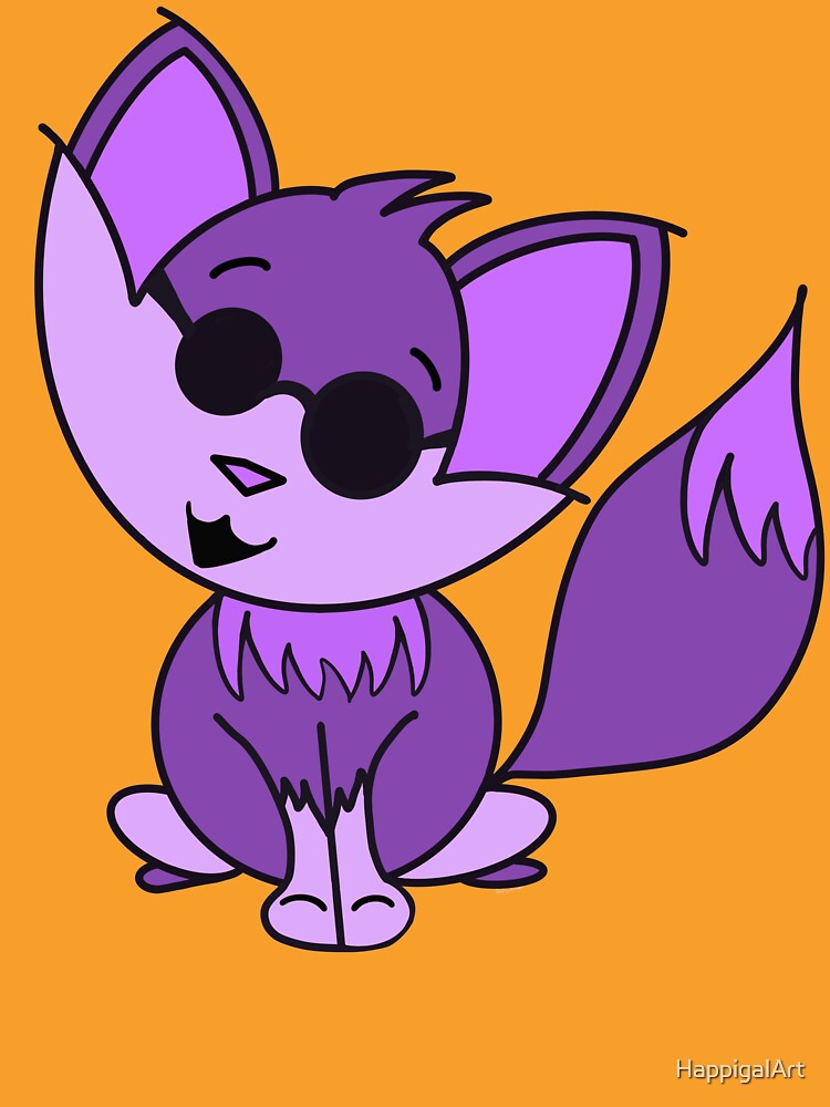 Cute Cool Fox Baby Purple by HappigalArt