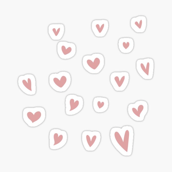 Dusty Pink and Gray Heart Doodle Pattern Sticker