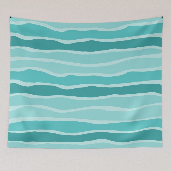 Item preview, Organic Blue Ocean Stripes - Stripe Pattern in Turquoise Teal designed and sold by kierkegaard.