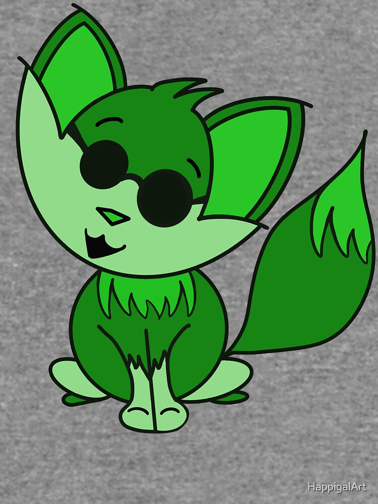Cute Cool Fox Baby Green by HappigalArt