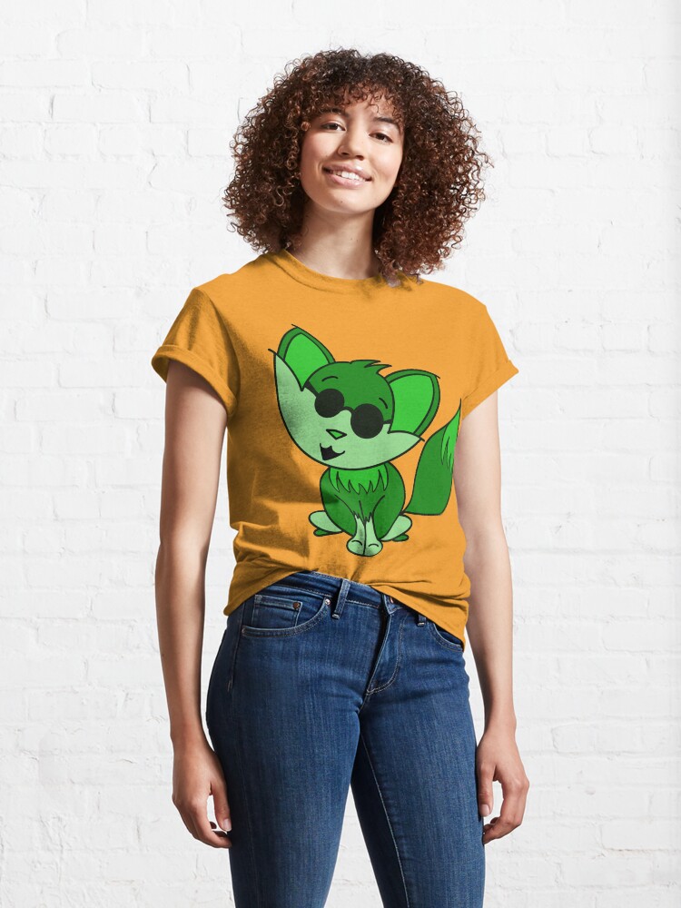 Thumbnail 4 of 7, Classic T-Shirt, Cute Cool Fox Baby Green designed and sold by HappigalArt.