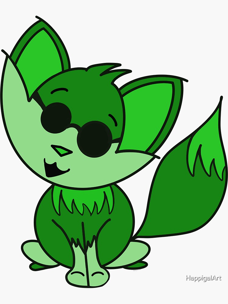 Cute Cool Fox Baby Green by HappigalArt