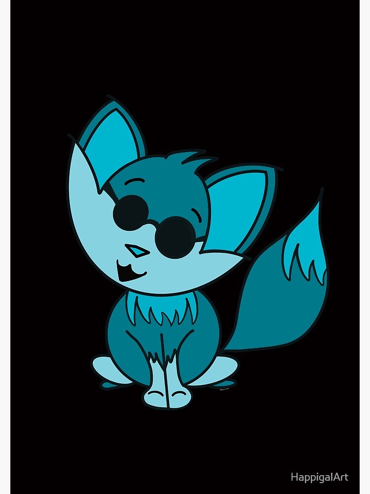 Cute Cool Fox Baby Teal by HappigalArt