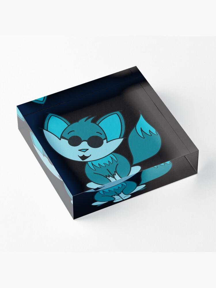 Alternate view of Cute Cool Fox Baby Teal Acrylic Block