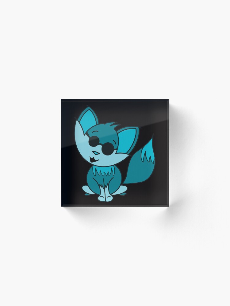 Alternate view of Cute Cool Fox Baby Teal Acrylic Block