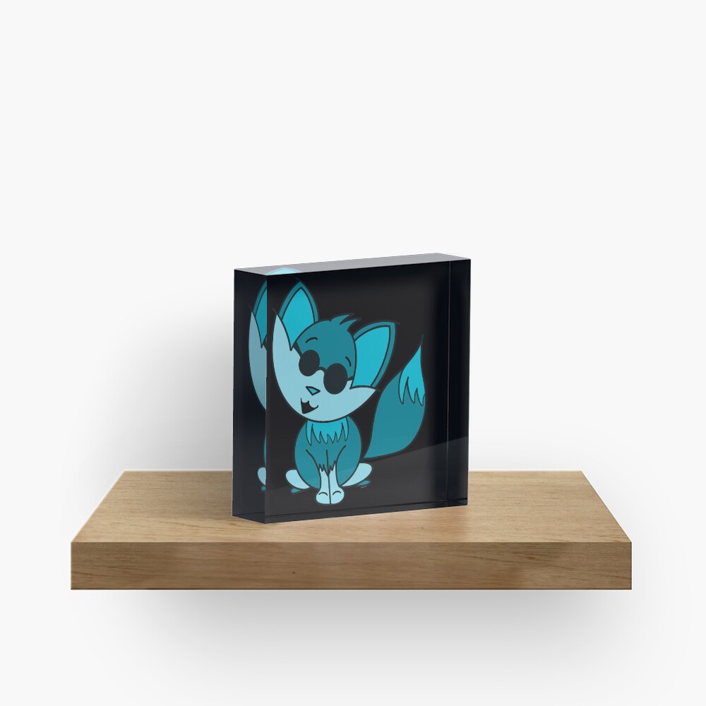 Cute Cool Fox Baby Teal Acrylic Block