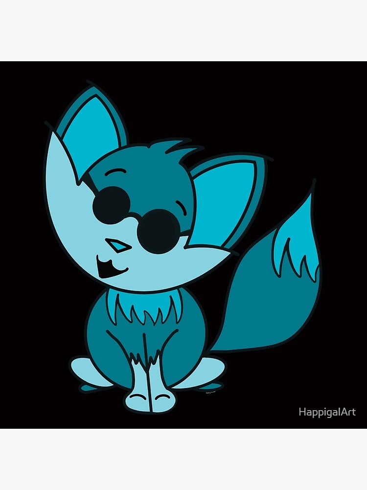 Cute Cool Fox Baby Teal by HappigalArt