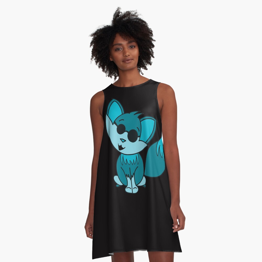 Cute Cool Fox Baby Teal A-Line Dress