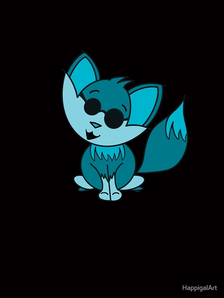 Cute Cool Fox Baby Teal by HappigalArt