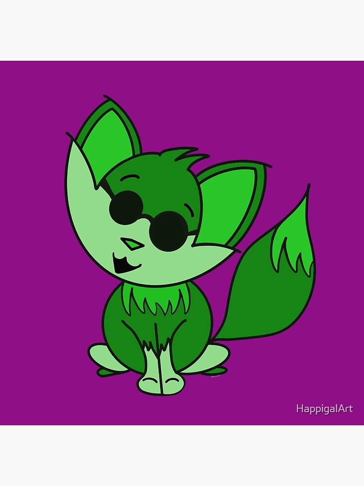Cute Cool Fox Baby Green by HappigalArt