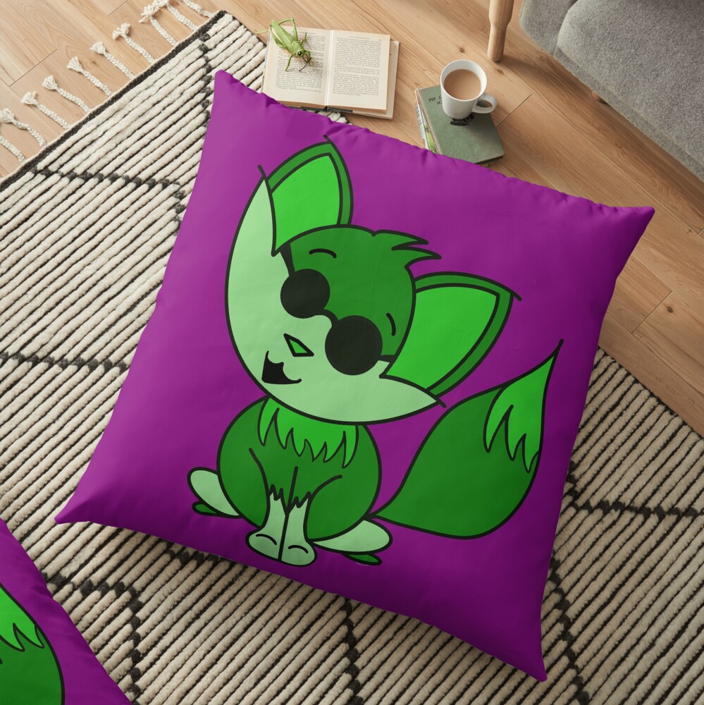 Cute Cool Fox Baby Green Floor Pillow