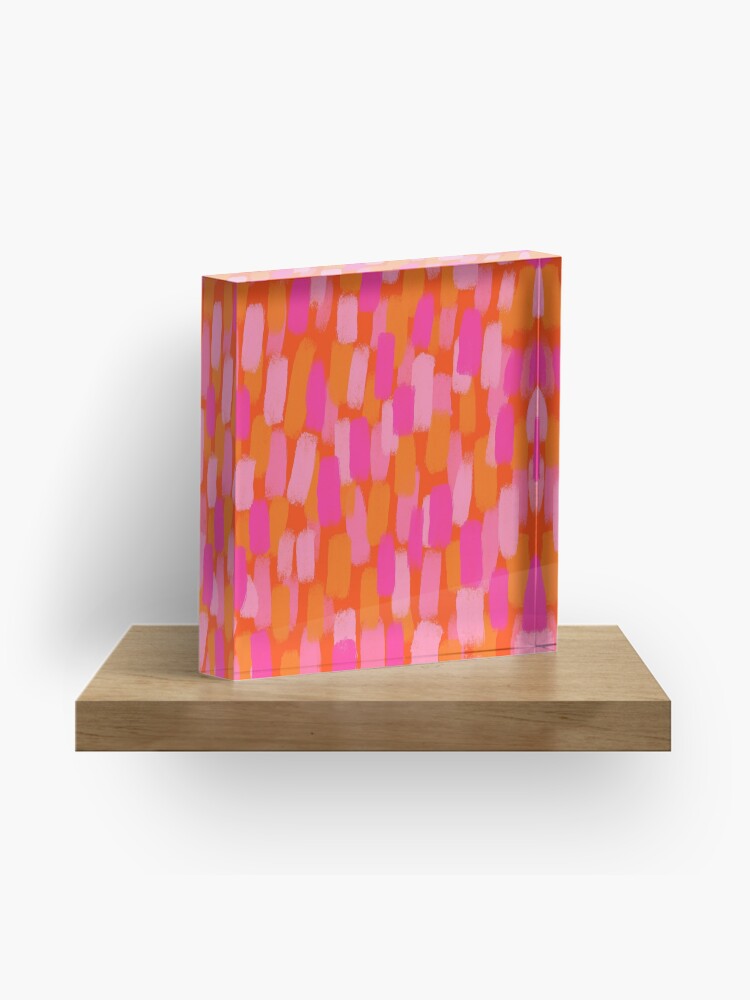 Thumbnail 1 of 5, Acrylic Block, Abstract, Pink and Orange, Paint Brush Effect designed and sold by OneThreeSix.