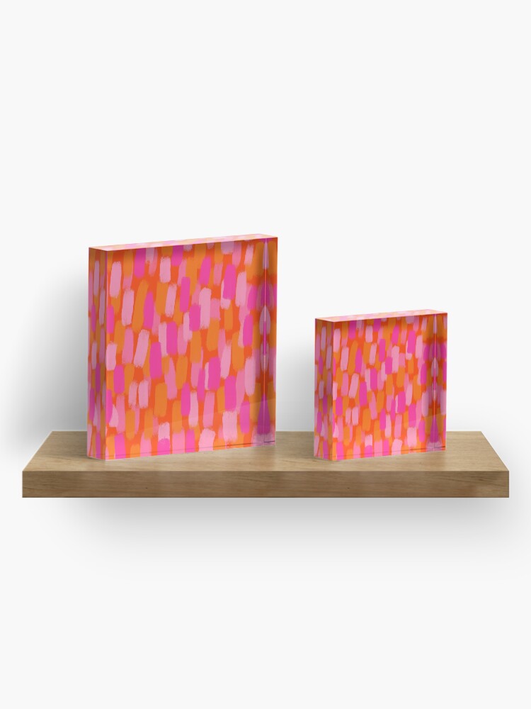 Thumbnail 4 of 5, Acrylic Block, Abstract, Pink and Orange, Paint Brush Effect designed and sold by OneThreeSix.