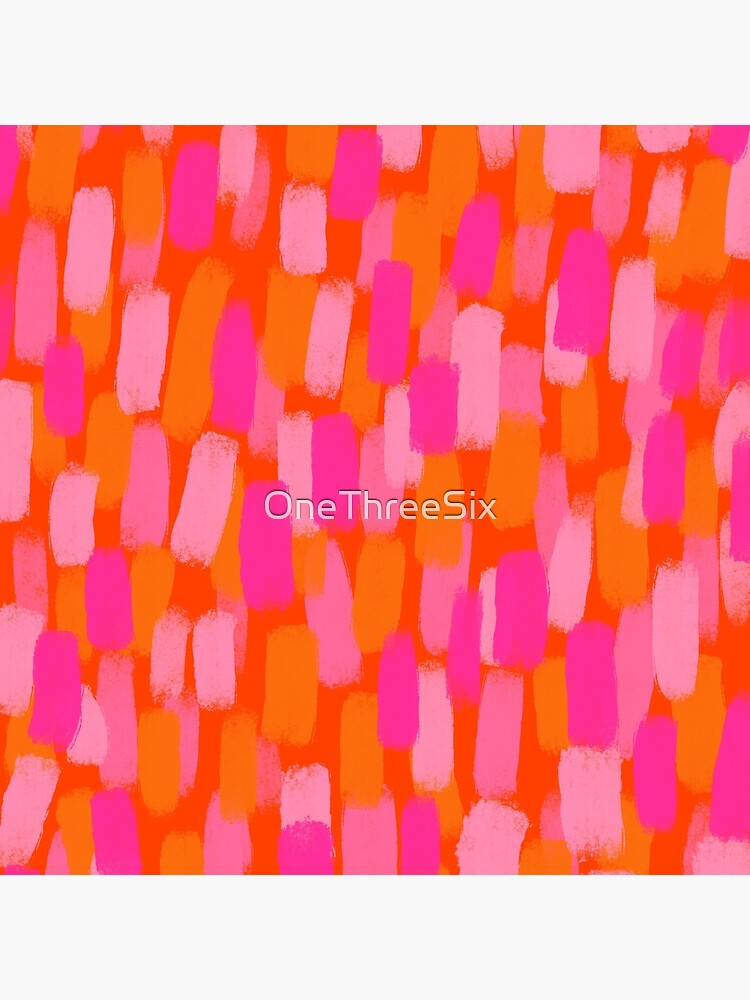 Thumbnail 3 of 3, Throw Pillow, Abstract, Pink and Orange, Paint Brush Effect designed and sold by OneThreeSix.