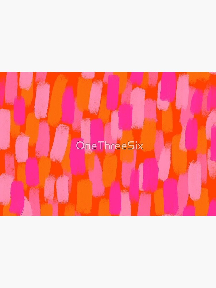 Thumbnail 6 of 6, Bath Mat, Abstract, Pink and Orange, Paint Brush Effect designed and sold by OneThreeSix.