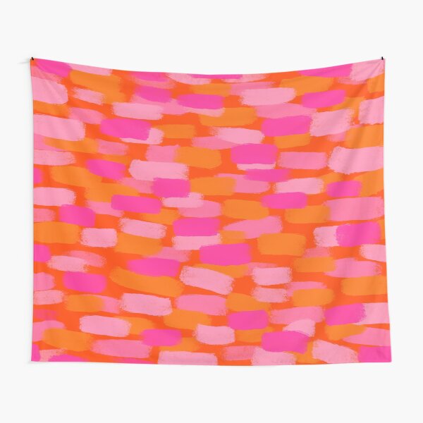 Abstract, Pink and Orange, Paint Brush Effect Tapestry