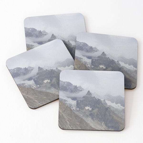 Item preview, Jagged mountain tops, haze and clouds - greys, green, blue, white. Mountains near Courmayeur, Italy. designed and sold by JellyBeenzz.