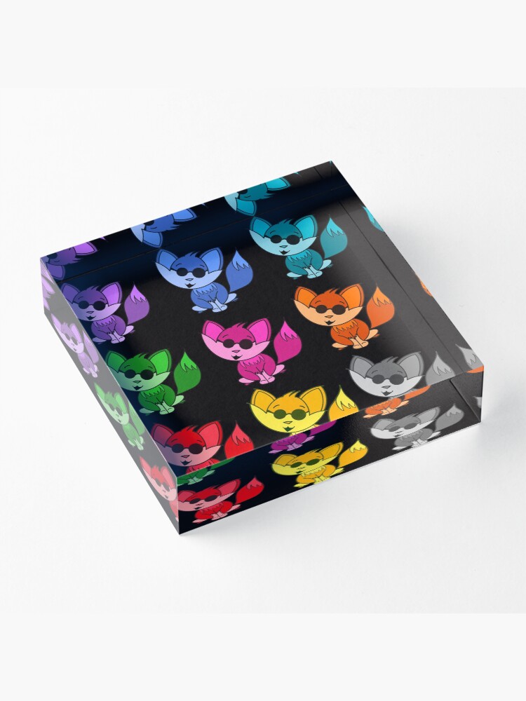Alternate view of Cute Cool Foxes Babies Rainbow Multi Acrylic Block