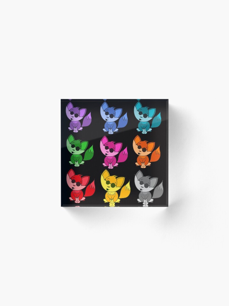 Alternate view of Cute Cool Foxes Babies Rainbow Multi Acrylic Block