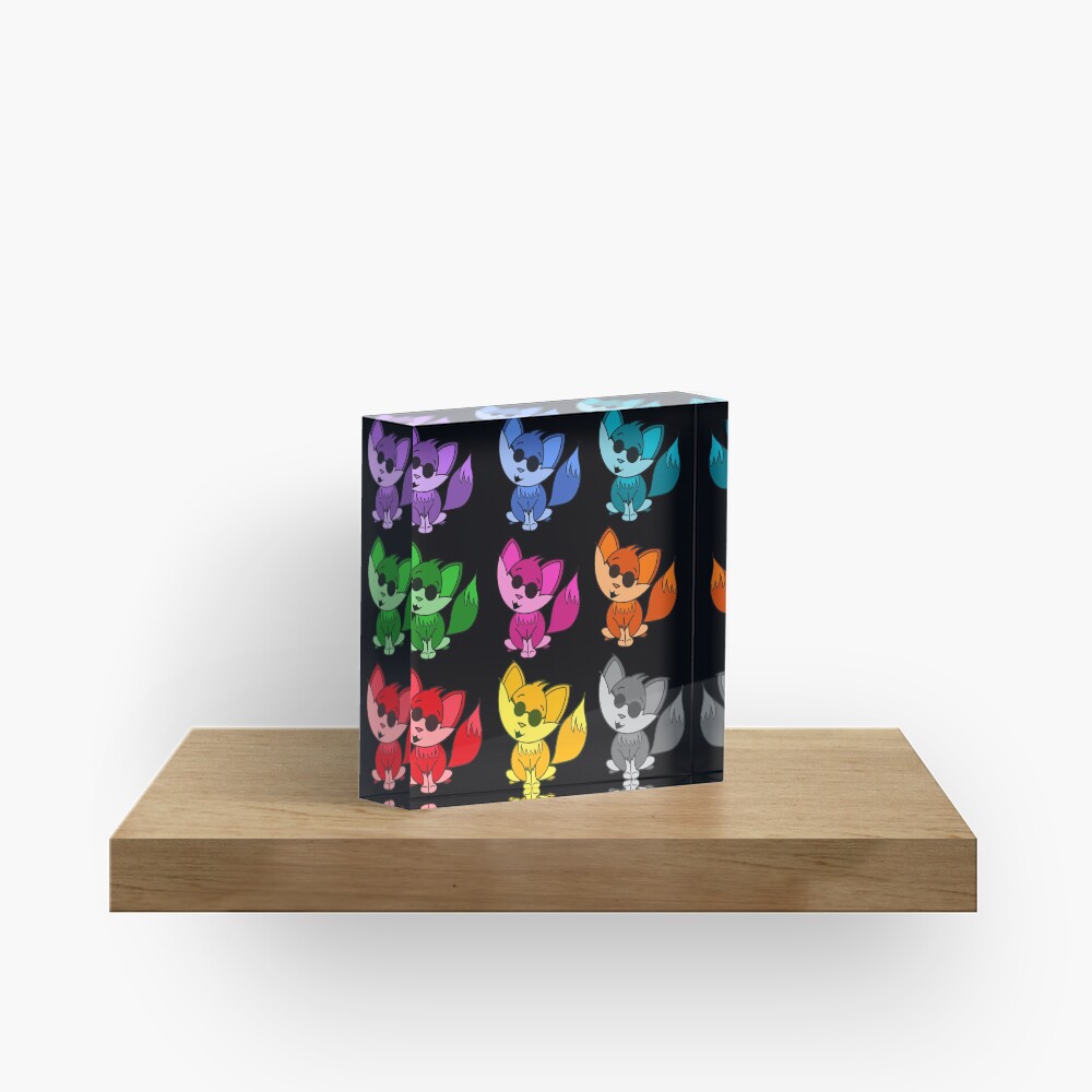 Cute Cool Foxes Babies Rainbow Multi Acrylic Block