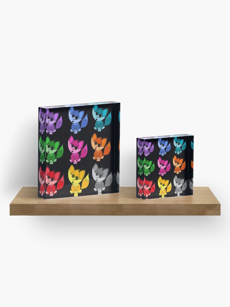 Alternate view of Cute Cool Foxes Babies Rainbow Multi Acrylic Block