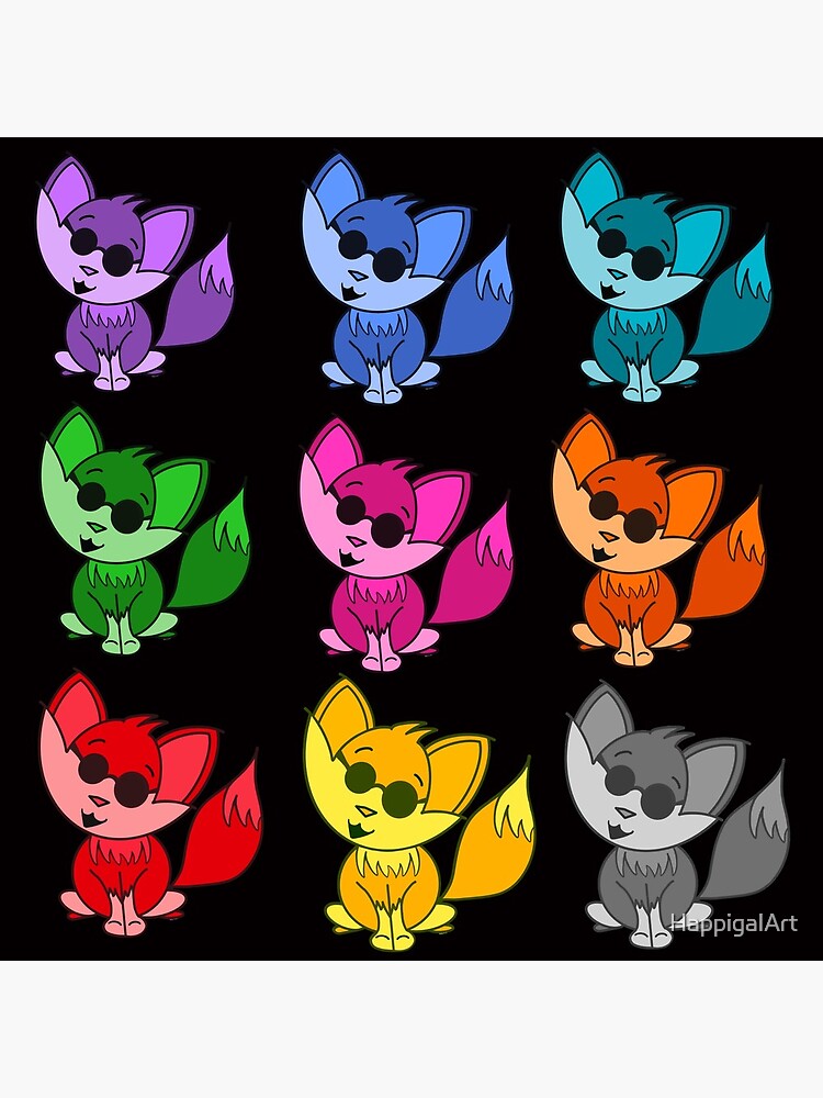 Cute Cool Foxes Babies Rainbow Multi by HappigalArt