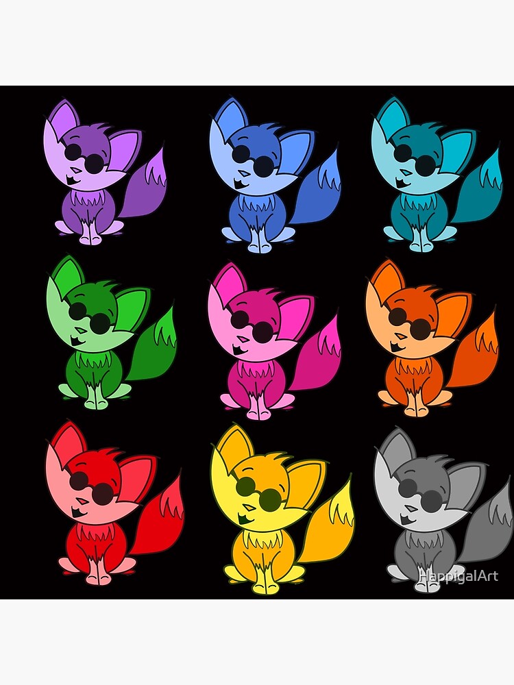 Cute Cool Foxes Babies Rainbow Multi by HappigalArt