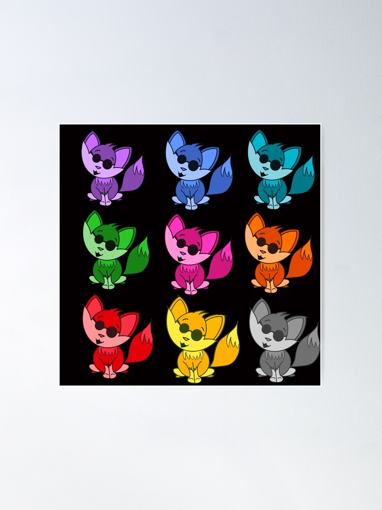 Alternate view of Cute Cool Foxes Babies Rainbow Multi Poster
